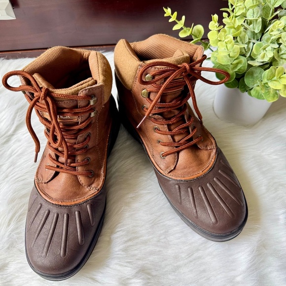 Nautica Waterproof Insulated Duck Lace-Up Brown Cold Weather Snow Boots Size 10 - Picture 2 of 14